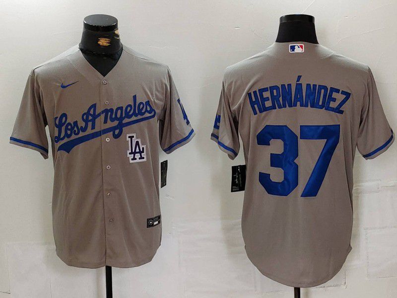Men Los Angeles Dodgers #37 Hernandez Grey Nike Game 2024 MLB Jersey style 72411